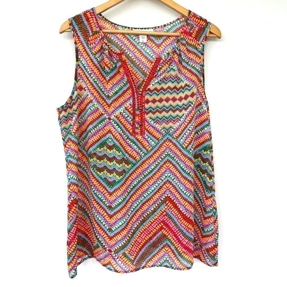 Coldwater Creek tank top with v-neck, semi-sheer